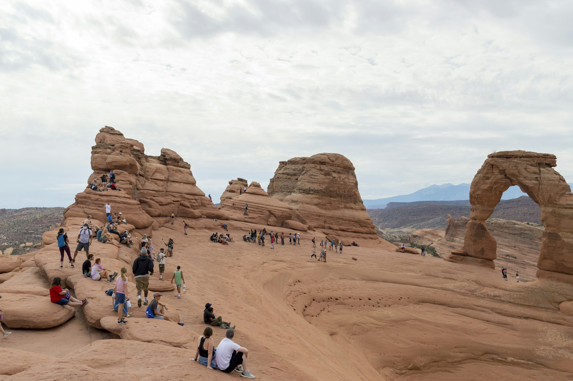 Crowded Delicate Arch on a Busy Summer Day in Arches National Park