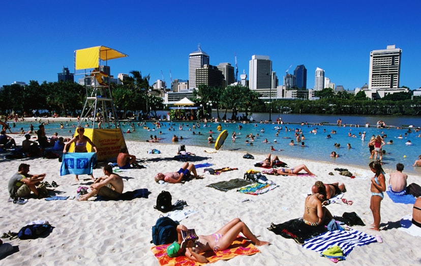 Urban beach-goers in Brisbane