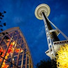 Chihuly Sculptures and Seattle's Space Needle

Seattle, WA, USA - June 2, 2014: The Chihuly Garden and Glass exhibit illuminate the night as the world famous Space Needle towers above. The exhibit in the Seattle Center showcases the artwork of Dale Chihuly and opened in 2012.