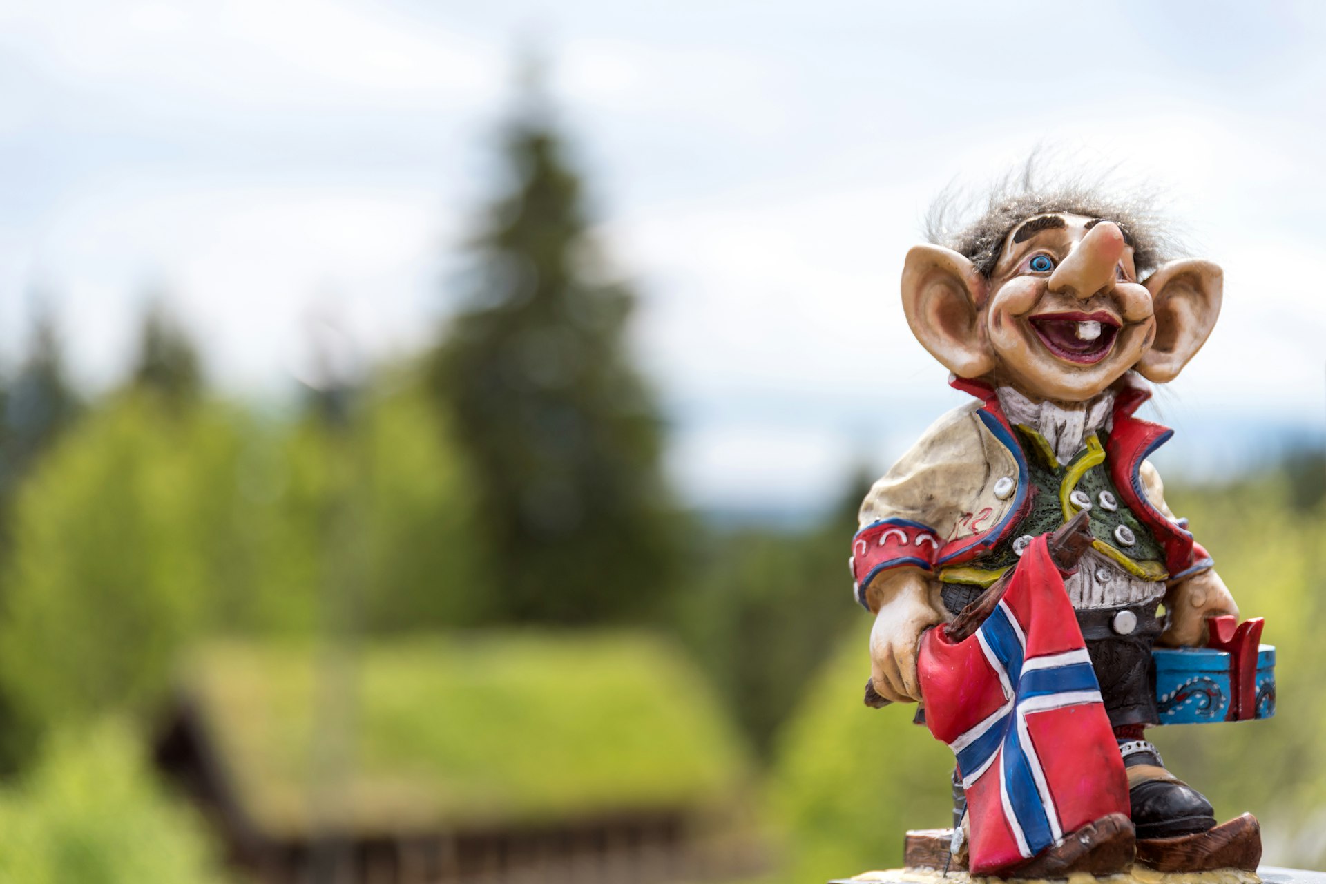 A Norwegian troll statue in the countryside of Norway