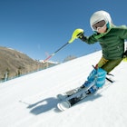 A young skier on a slope in Vail, Colorado