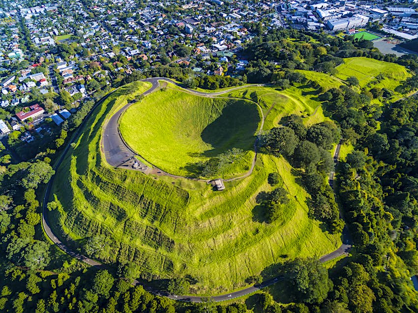 Vue aérienne du mont Eden, Auckland