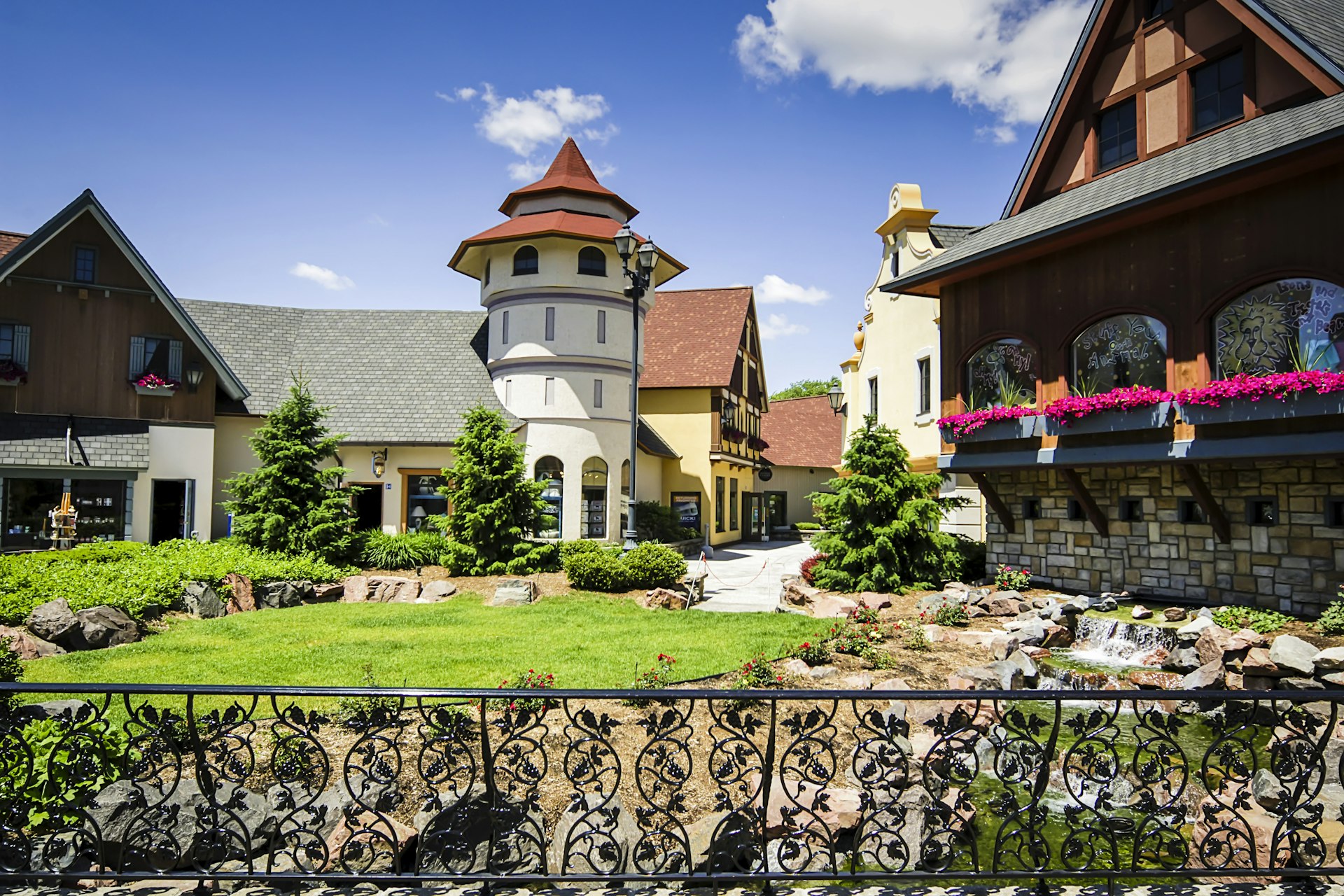 The Bavarian style riverplace shopping Plaza in Frankenmuth