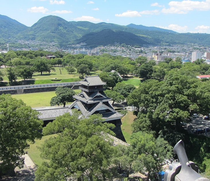 A view looking northwest of Kumamoto Japan taken from the Kumamoto Castle.