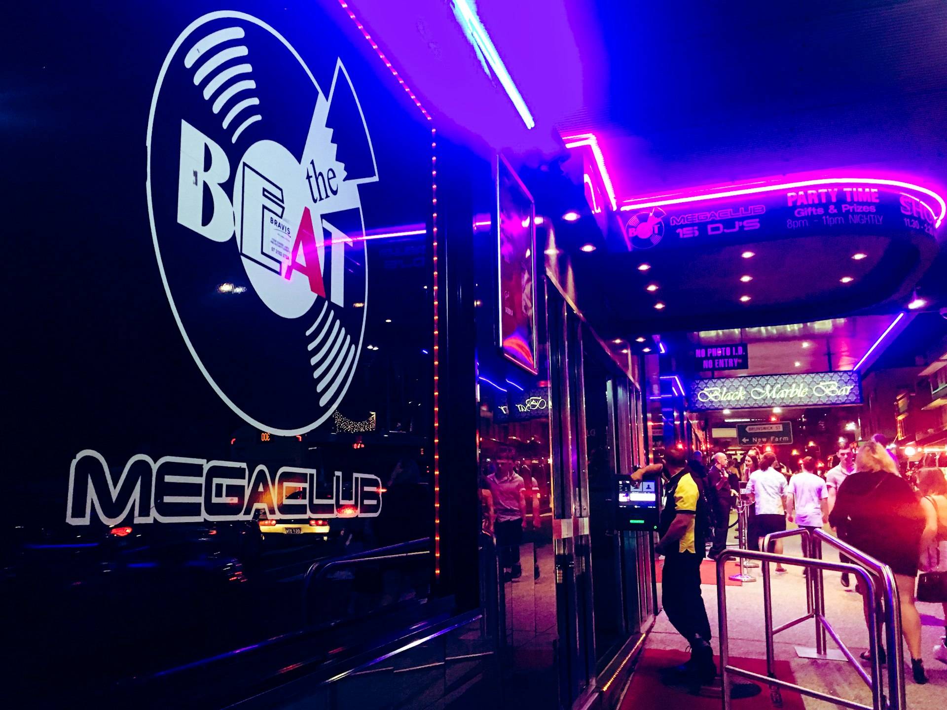 Exterior of Beat Megaclub at night