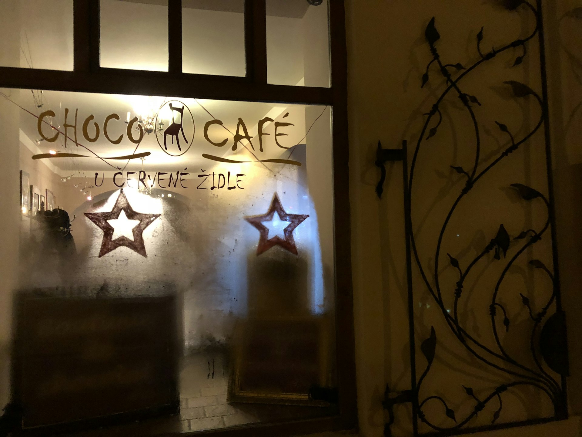 The steamed up windows of Choco Café in Prague