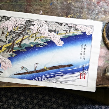 Woodblock print at Takezasa-do workshop.