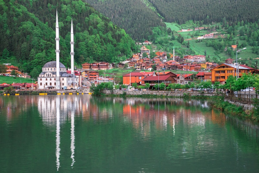 Uzungol (English: Long Lake) is a lake situated to the south of the city of Trabzon, in the Caykara district of Trabzon Province, Black Sea region of Turkey. Uzungol is also the name of the village on the lake's coast. Over the years, the picturesque lake, its village and the surrounding valley have become popular tourist attractions. It was formed by a landslide, which transformed the stream bed into a natural dam, in the valley of the Haldizen Stream.