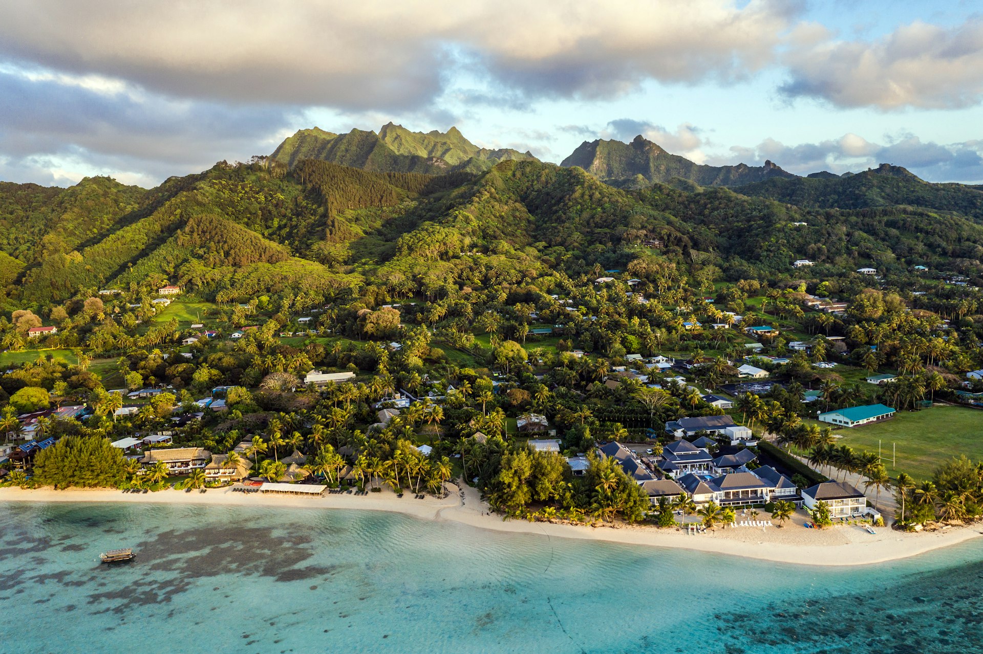 Sunrise over the famous Muri Beach in the Cook Islands