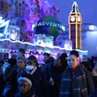 LONDON, ENGLAND - DECEMBER 23: People visit Hyde Park Winter Wonderland on December 23, 2021 in London, England. Health Secretary Sajid Javid confirmed that no new pandemic-related restrictions will be announced for England prior to Christmas, but that they are "keeping the situation under review." This week, Wales and Scotland announced stricter measures to take effect after Christmas.  (Photo by Hollie Adams/Getty Images)