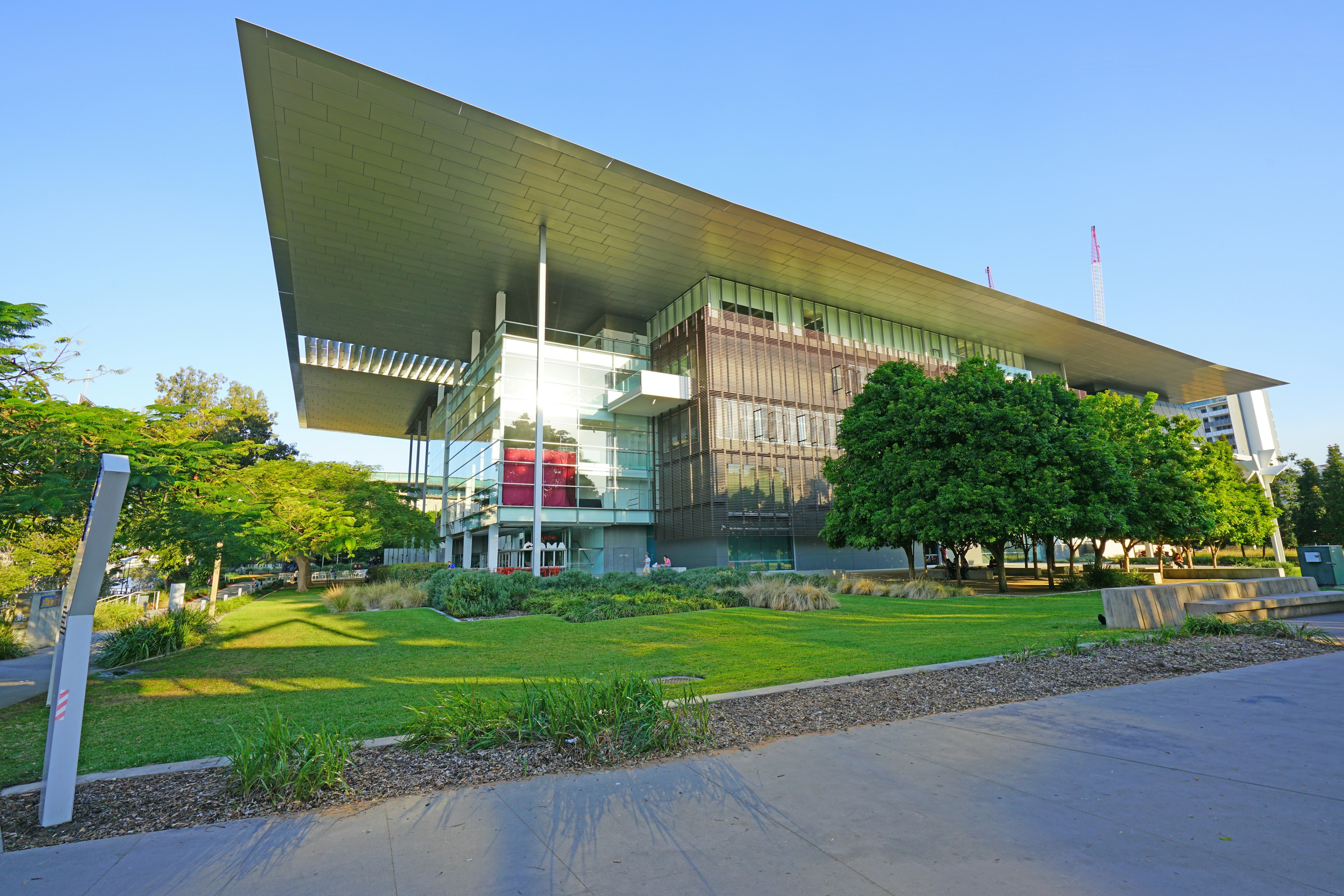 BRISBANE, AUSTRALIA -27 JUL 2017- View of the Queensland Art Gallery and Gallery of Modern Art (QAGOMA), an art museum located in the City of Brisbane, Queensland, Australia.