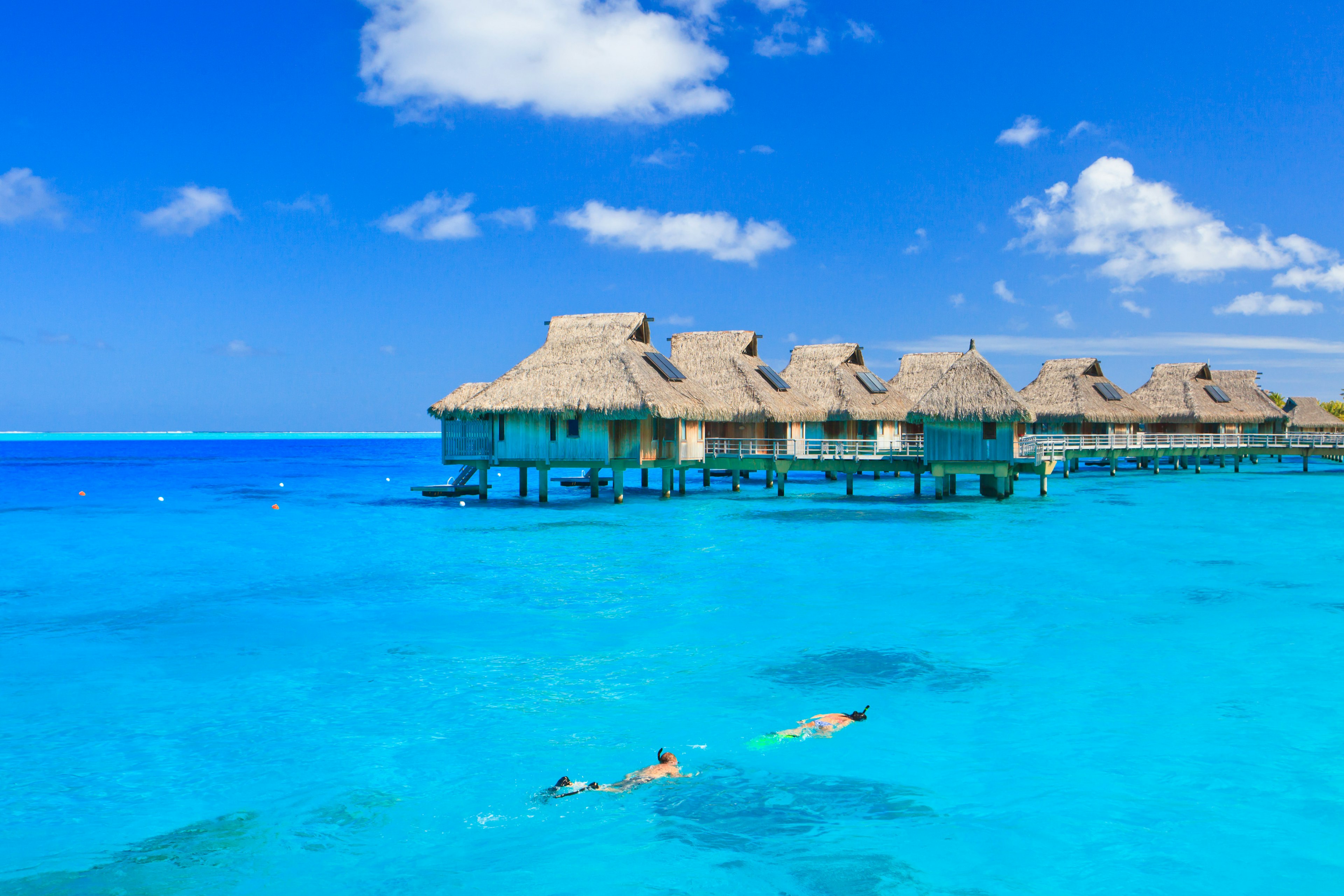 Overwater bungalows in Bora Bora