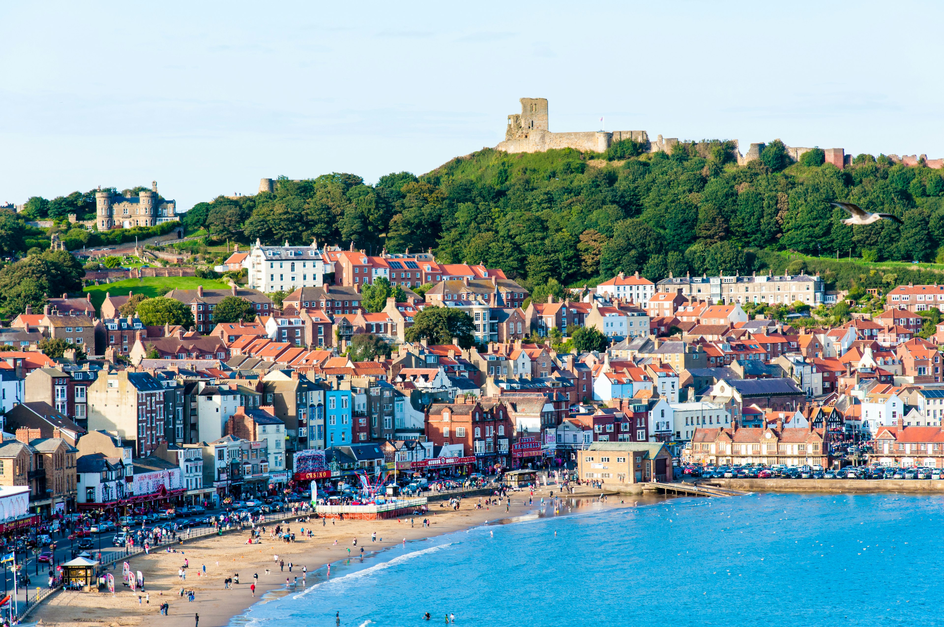 View over South Bay harbor in Scarborough, England