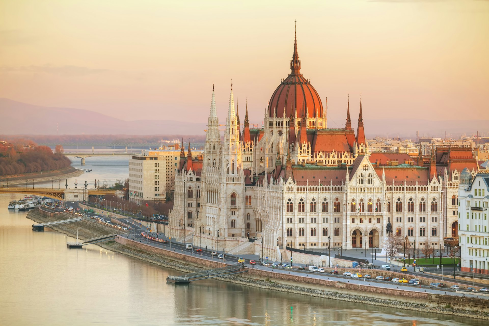 The Hungarian Parliament building and the Danube in Budapest