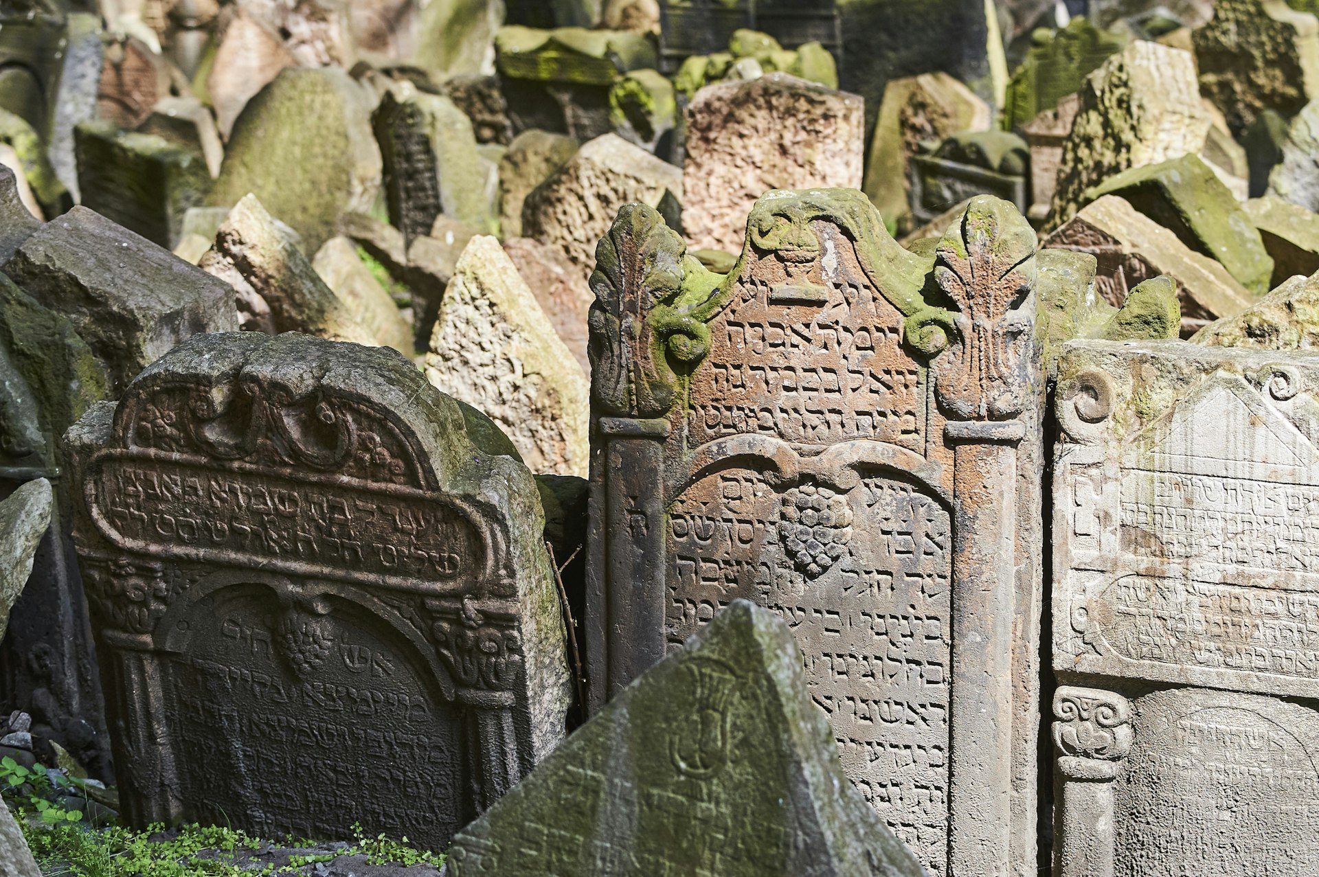 Jewish tombstones in Prague's Old Jewish Cemetery