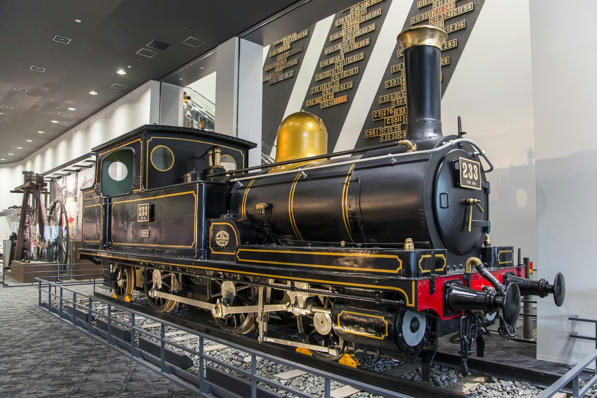 A class 230 steam locomotive at Kyoto railway museum in Japan