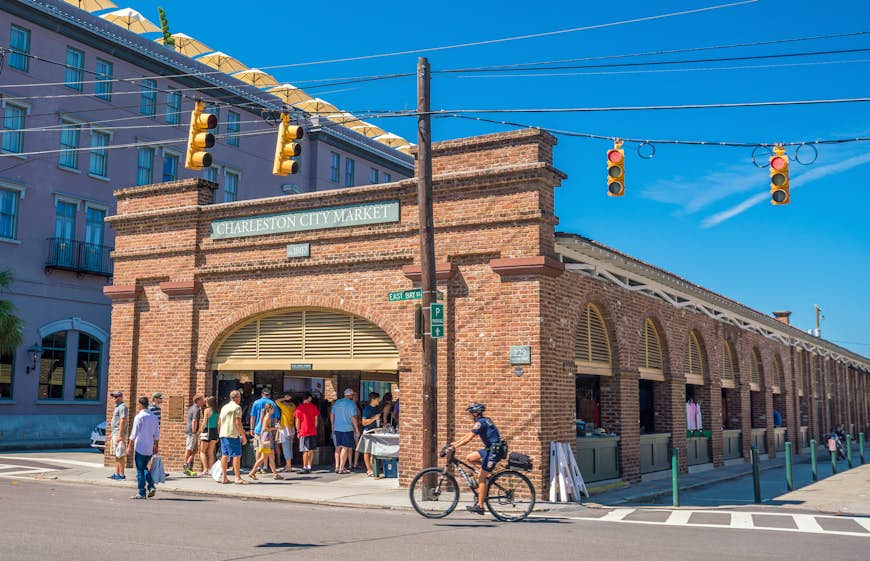 Shoppers gather at the historic Charleston City Market