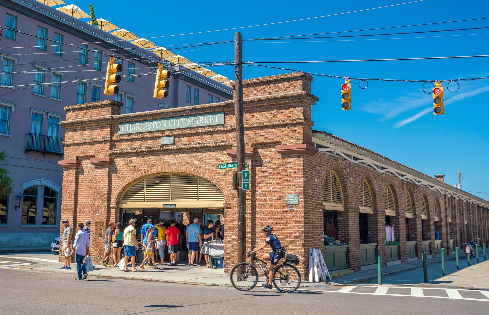 Shoppers gather at the historic Charleston City Market
