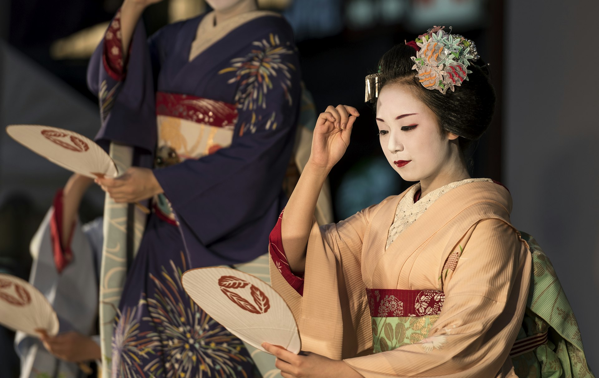 Geisha dancer in traditional clothing for Gion Matsuri