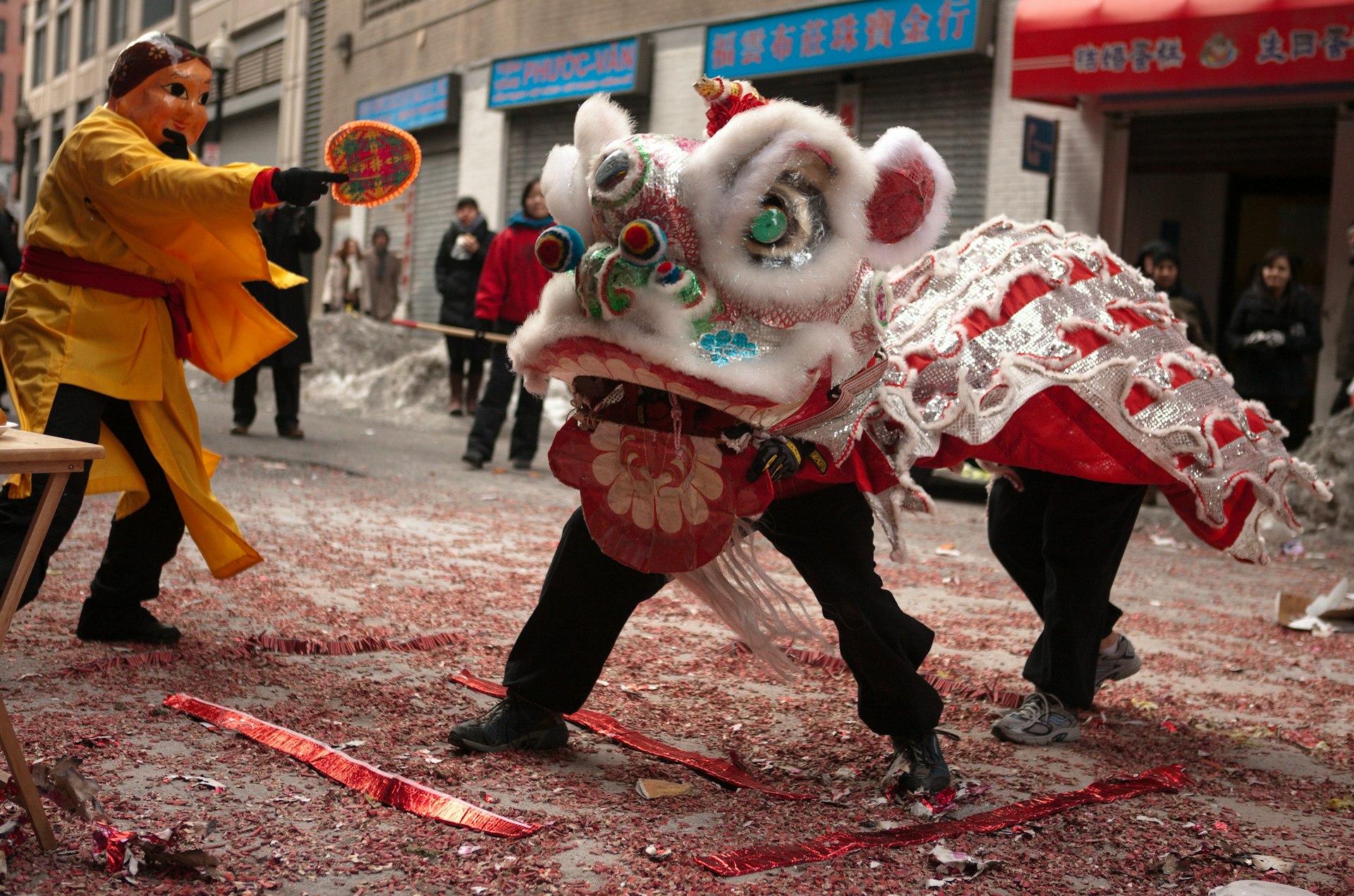 The dragon dance performed at the Lunar New Year celebration in Boston.