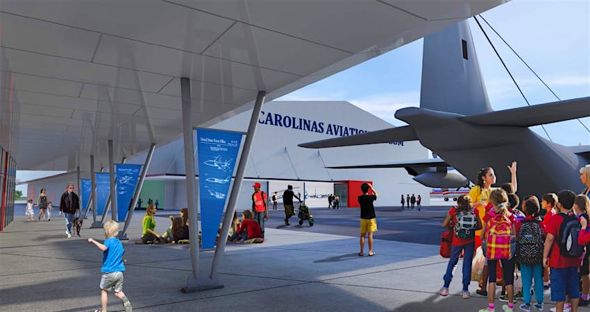A rendering shows the Carolinas Aviation Museum. 