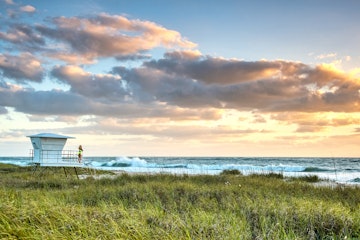 florida treasure coast beach at sunrise on windy morning