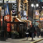 Monroe St at night in the Greektown entertainment district, Detriot