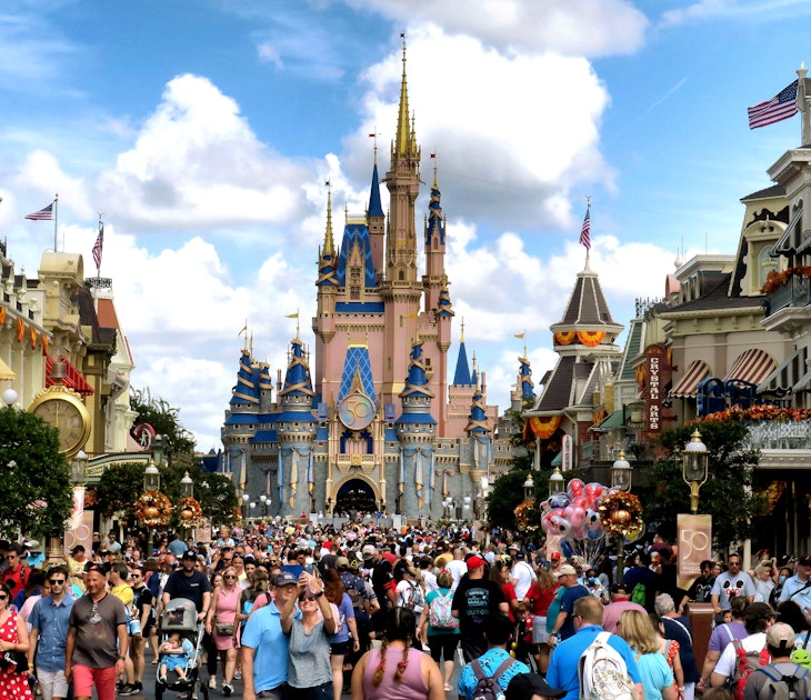 Crowds in front of Cinderella Castle at Disney's Magic Kingdom