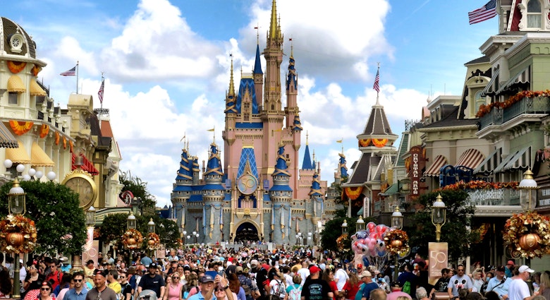 Crowds in front of Cinderella Castle at Disney's Magic Kingdom