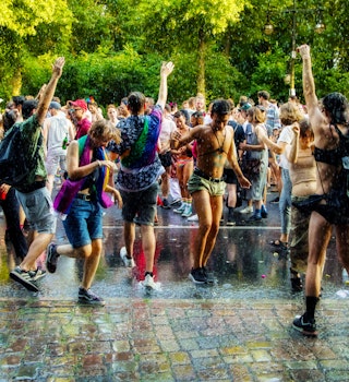 People dancing at the Berlin Pride street festival