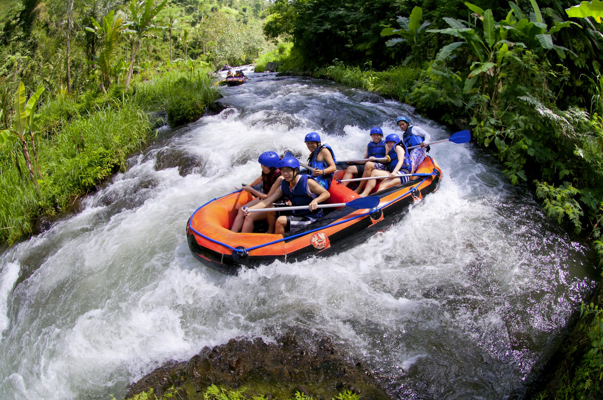 Rafting on a jungle river in Bali