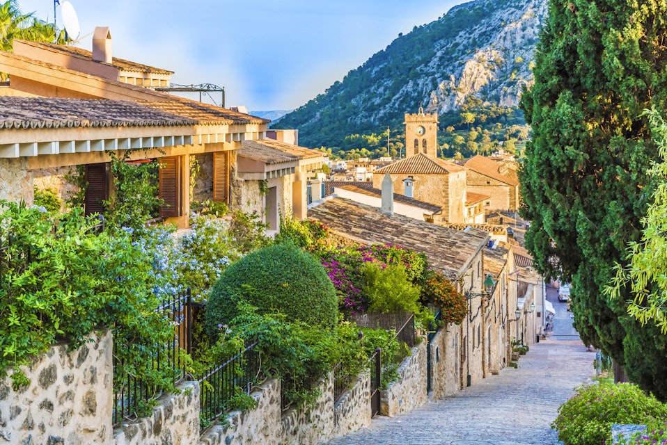 Street in Pollenca, an old village on the island of Mallorca.