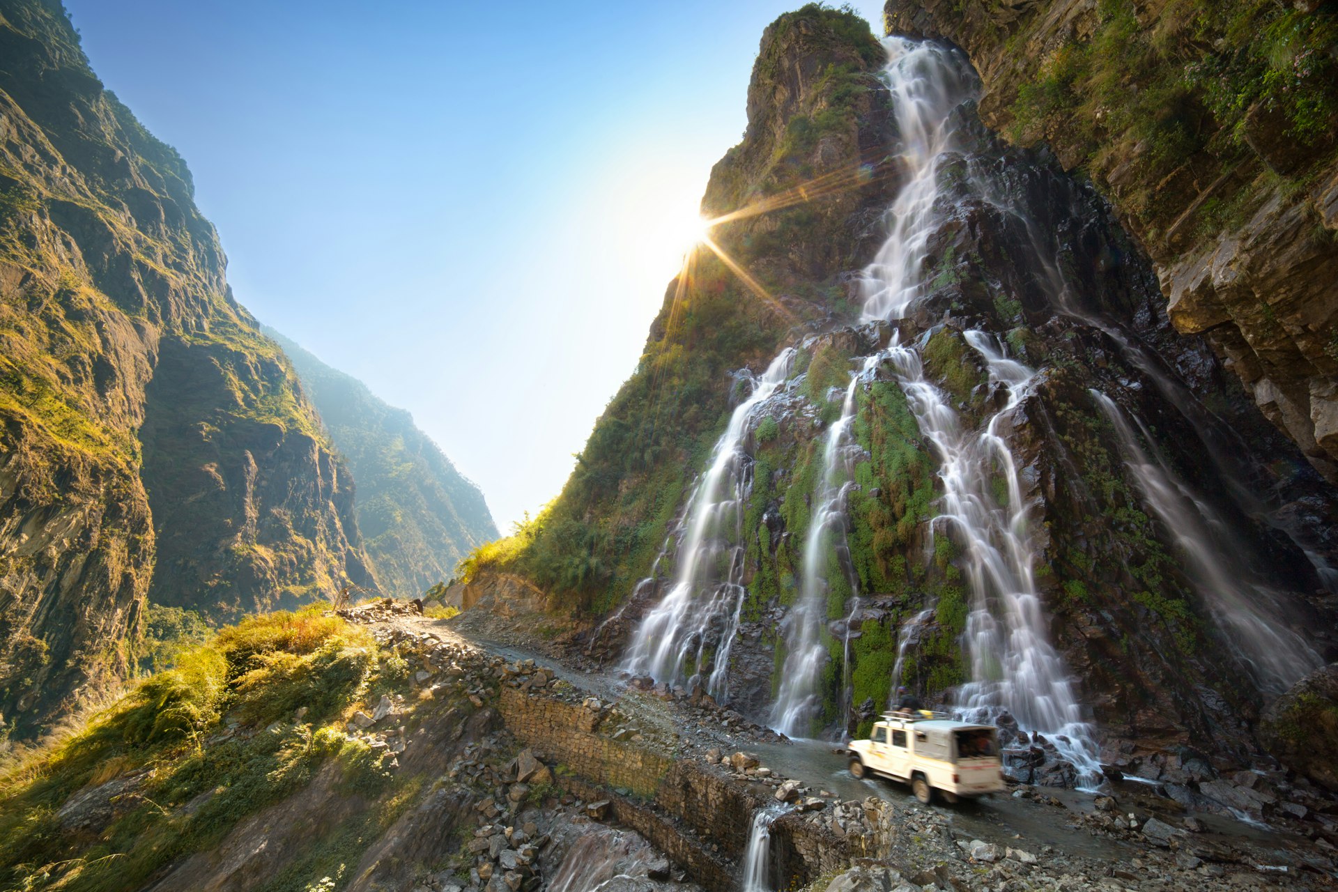 Roadside waterfall in the Annapurna region, Nepal