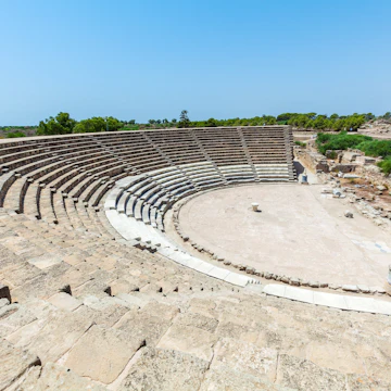 Ancient theater of Salamis, Famagusta aeria, North Cyprus