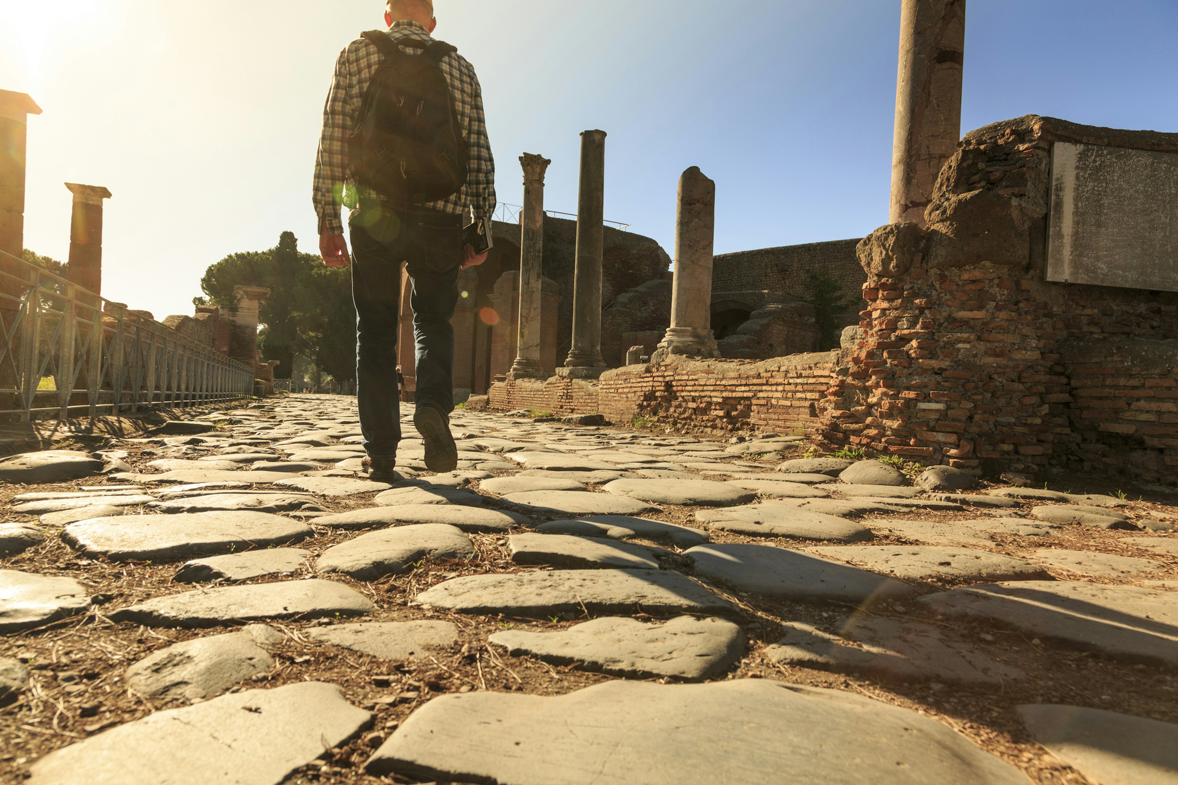 Roman road, Ostia Antica ruins, near Rome, Italy