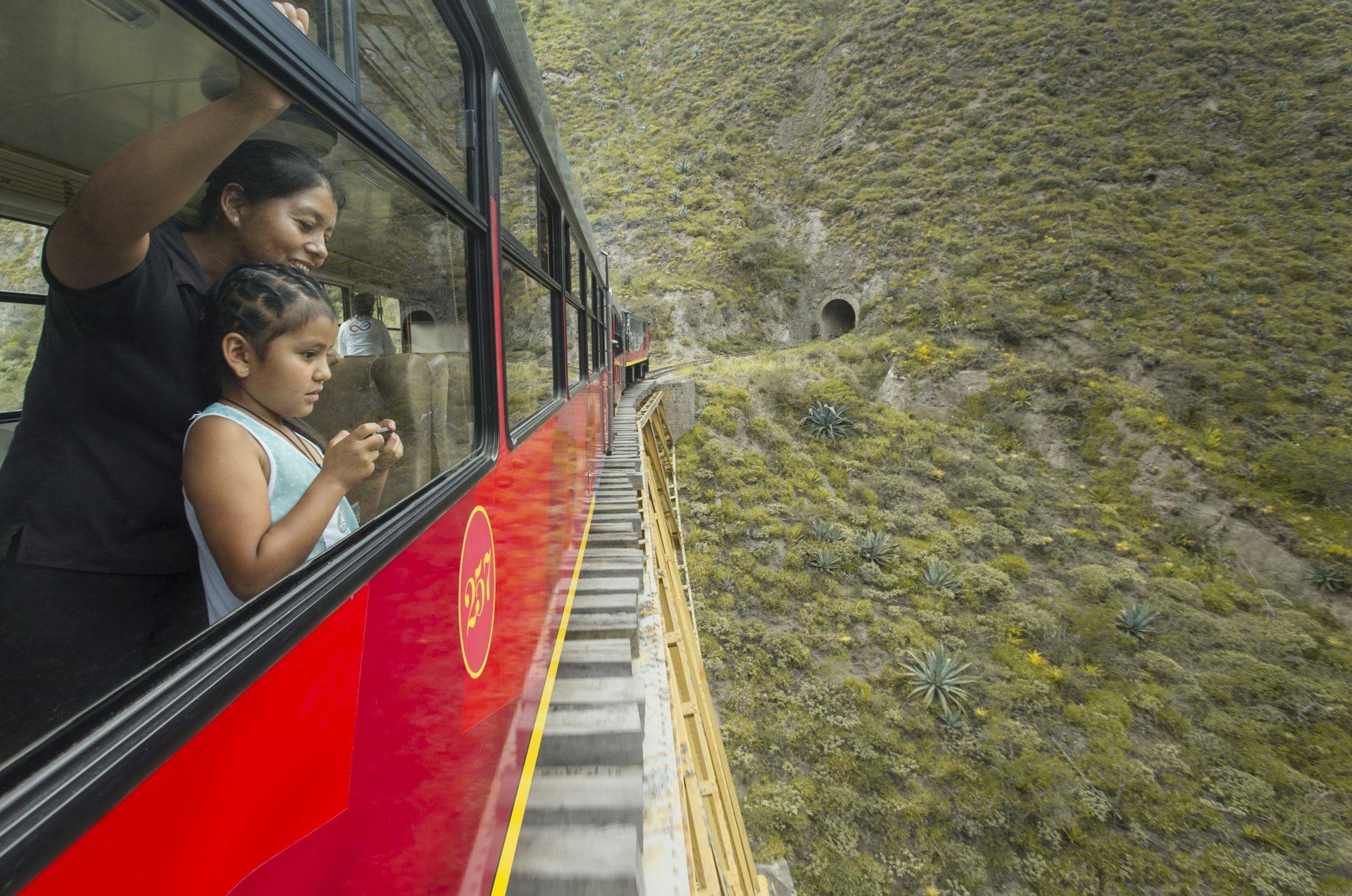 Passengers on Tren de la Libertad in Ecuador