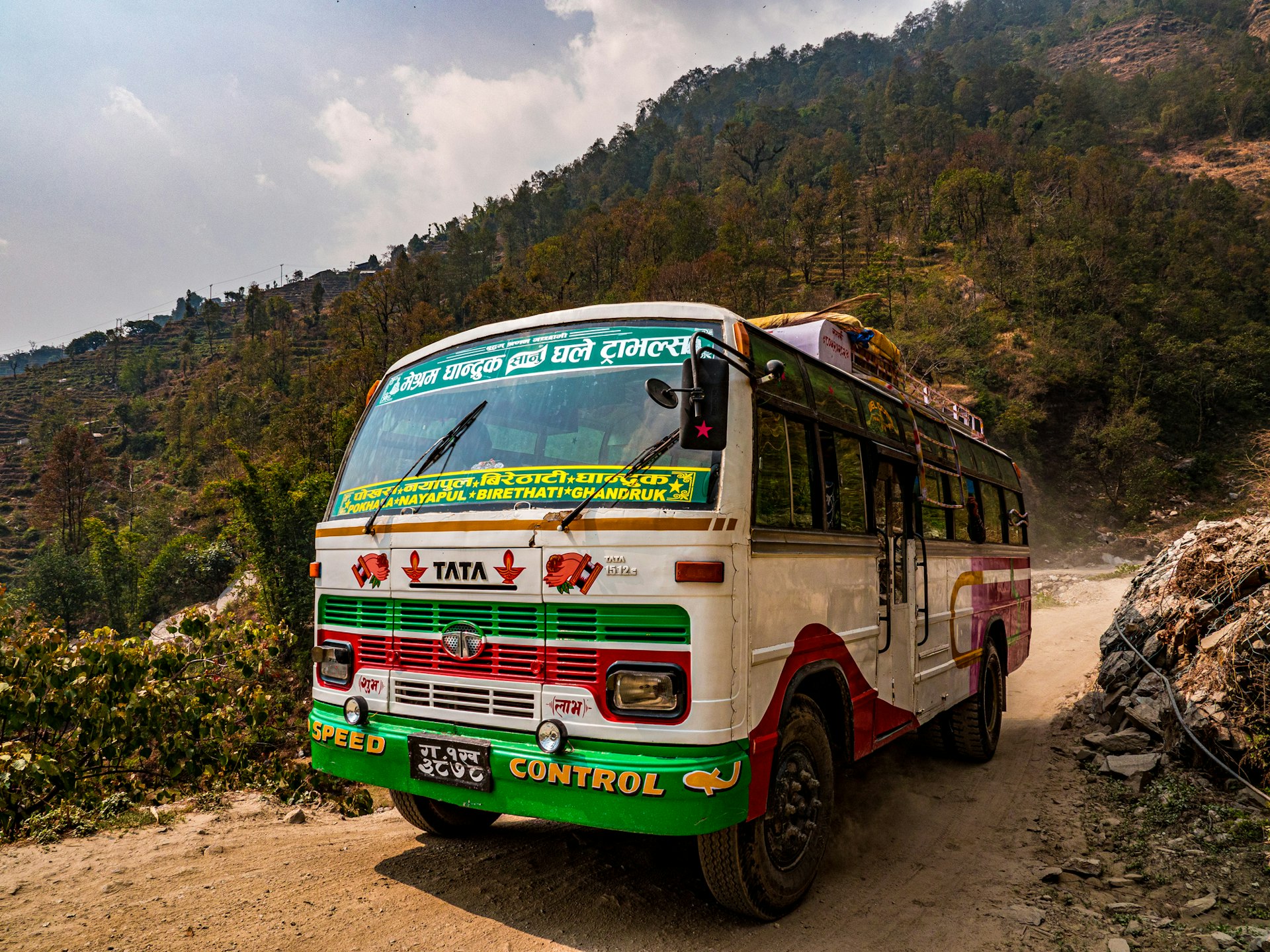 A local Nepali bus in the Annapurna region near Pokhara