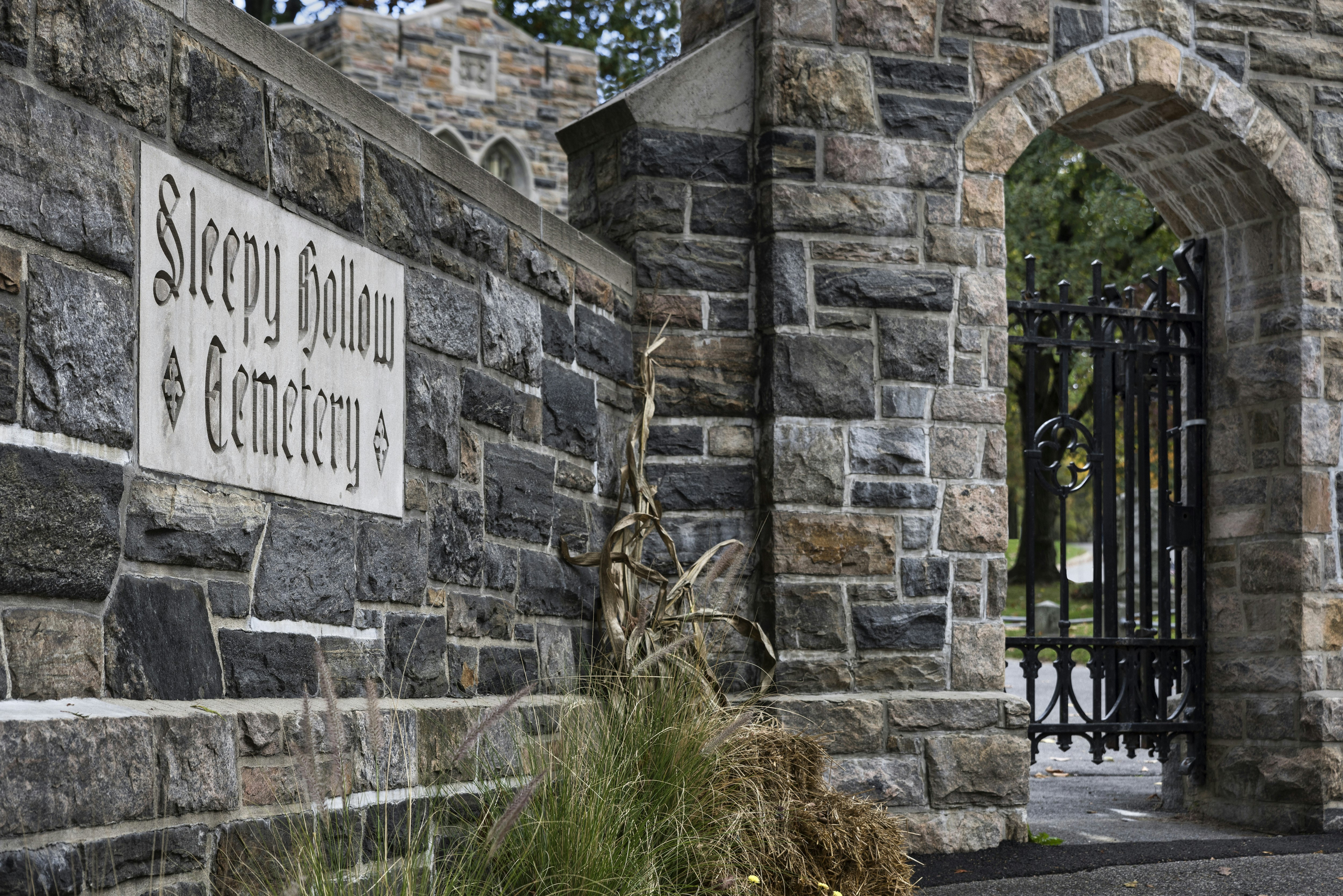 Gate to Sleepy Hollow Cemetery in Upstate New York 