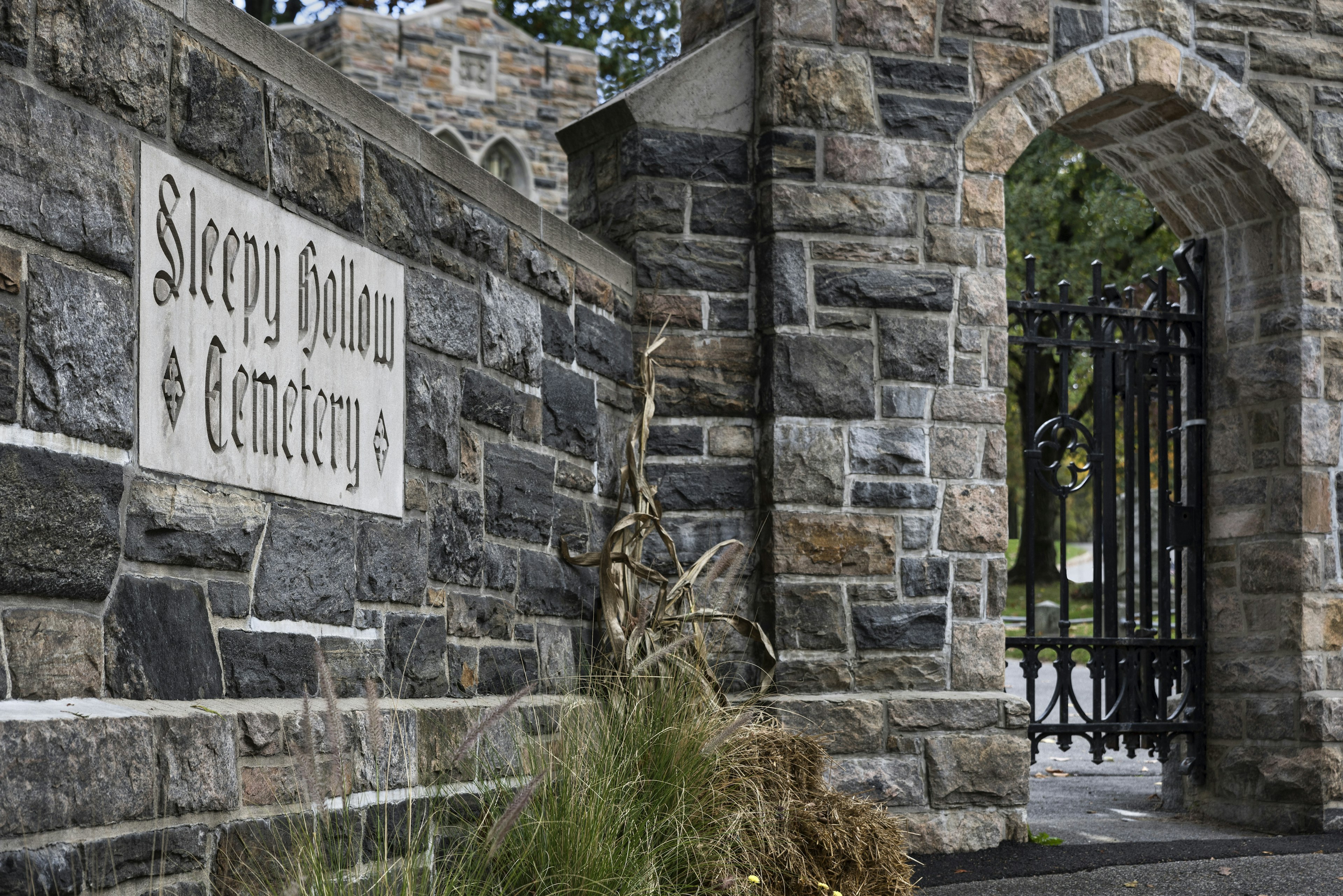 Gate to Sleepy Hollow Cemetery in Upstate New York