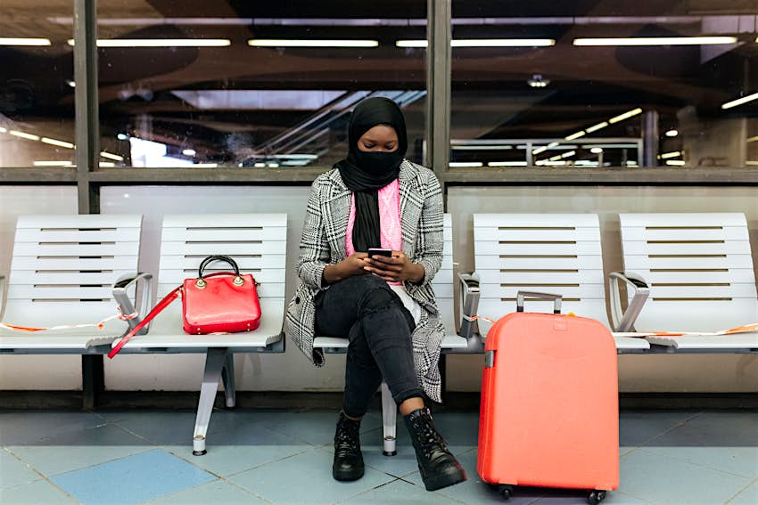 Modern Muslim woman in an airport