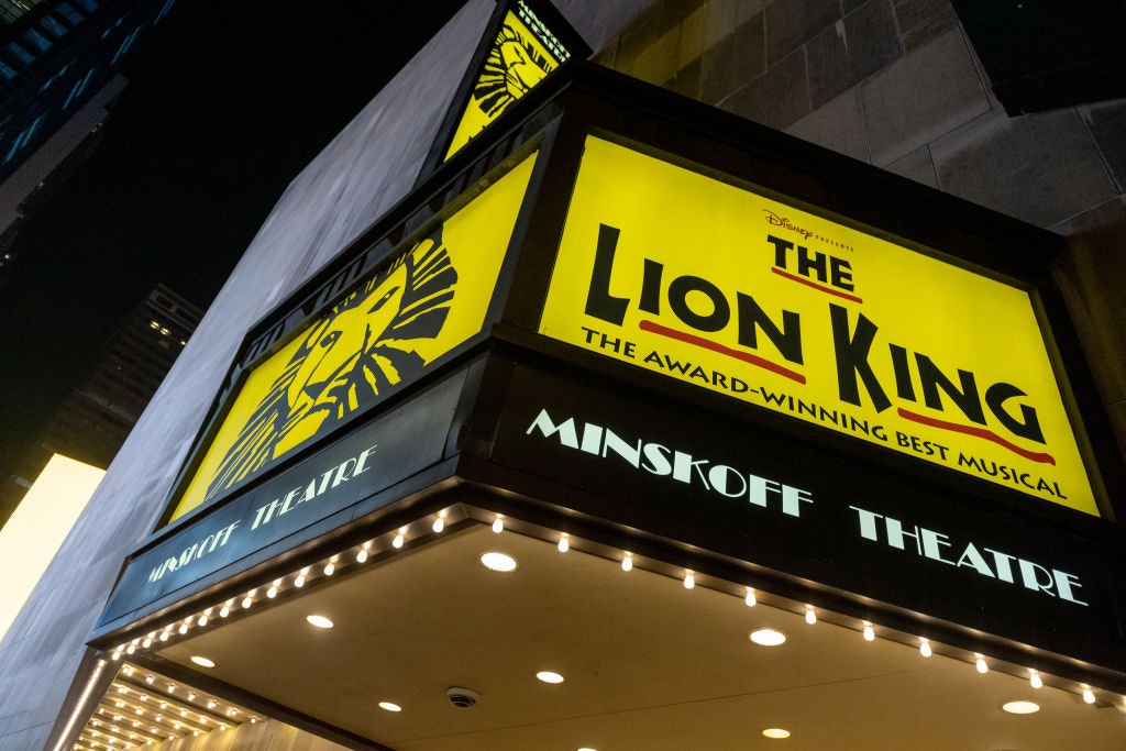 The Lion King billboard in Broadway
