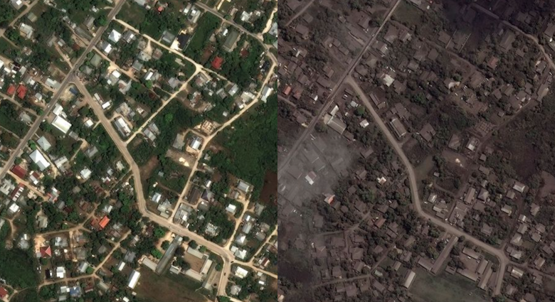 Tonga tsunami: before and after shot