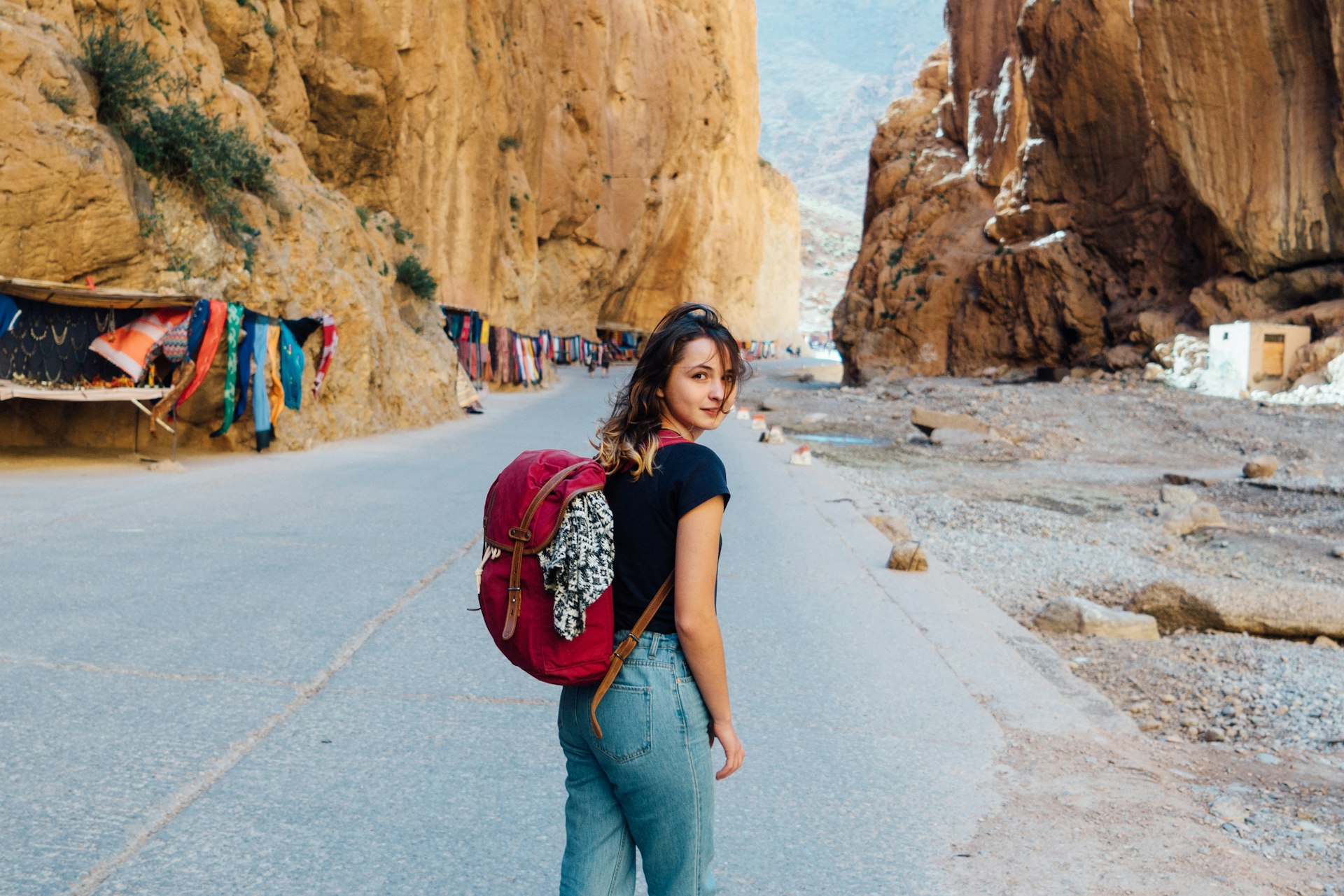 Woman in Dades Gorge in Morocco