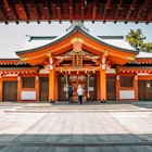 2DB0F99 Ehime, Shikoku, Japan - April 21, 2019 : Imabari Castle park Fukiage Shrine