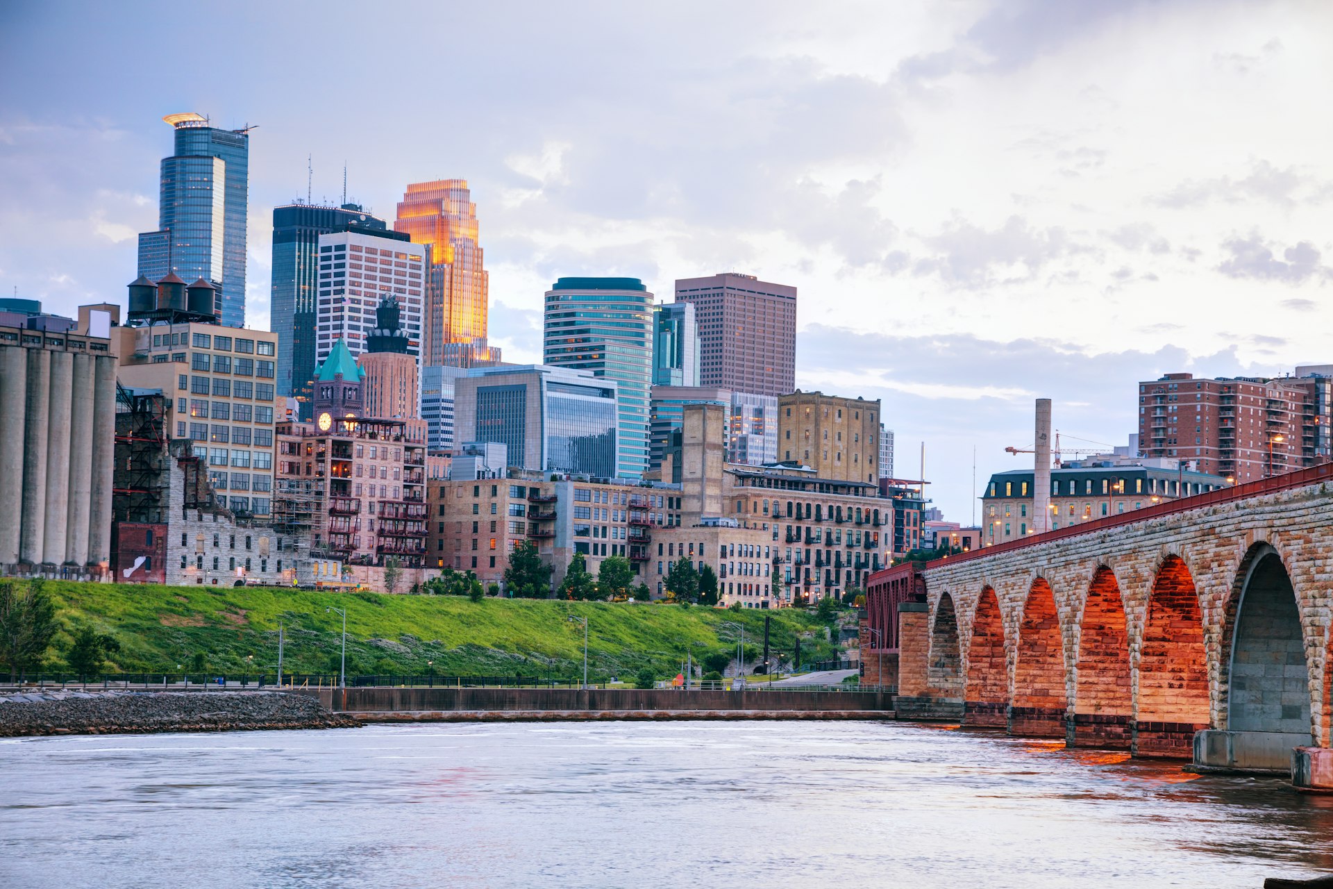 Looking towards Downtown from the Stone Arch Bridge, Minneapolis