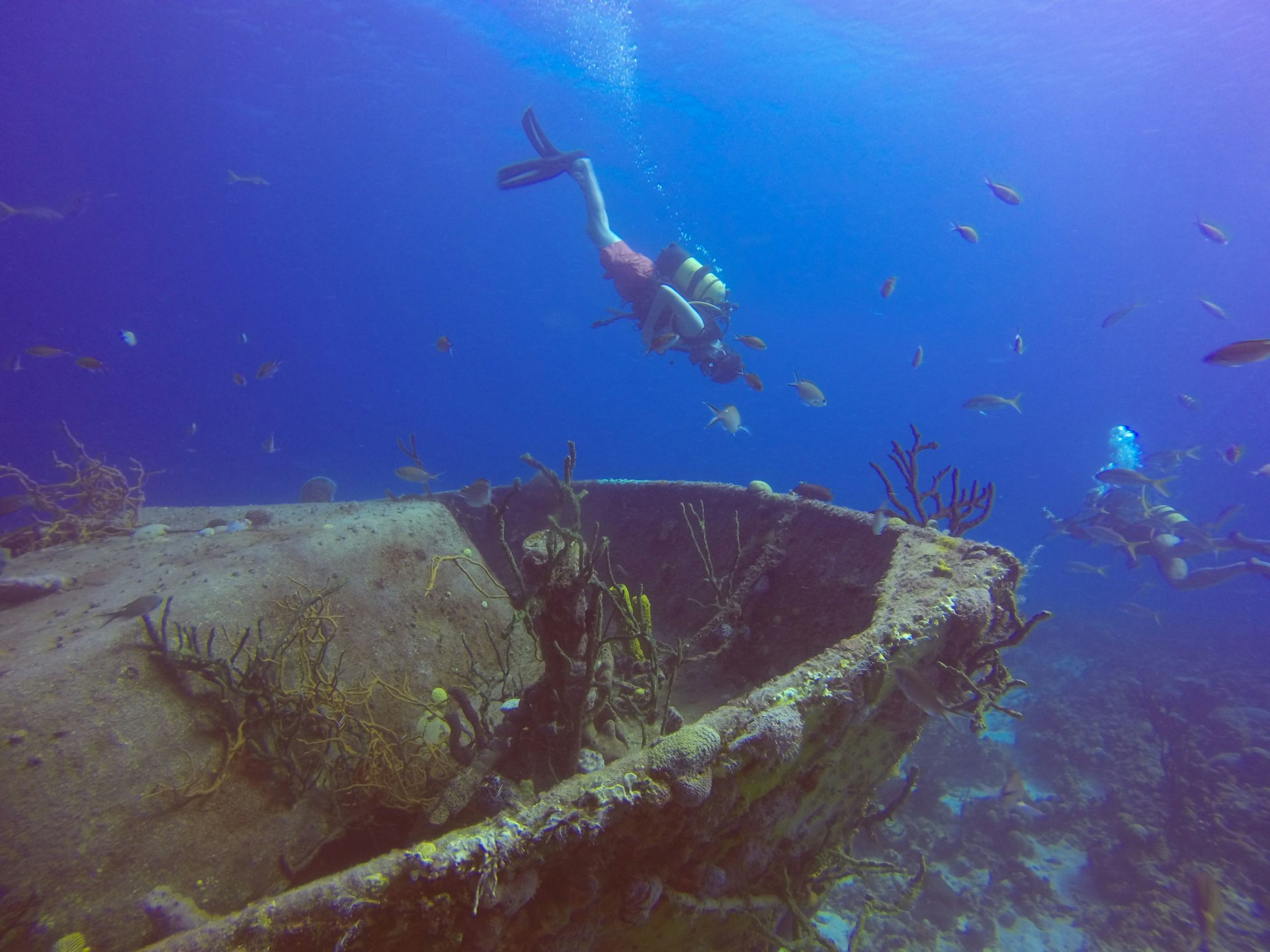 A diver exploring a wreck in the Bay of Pigs