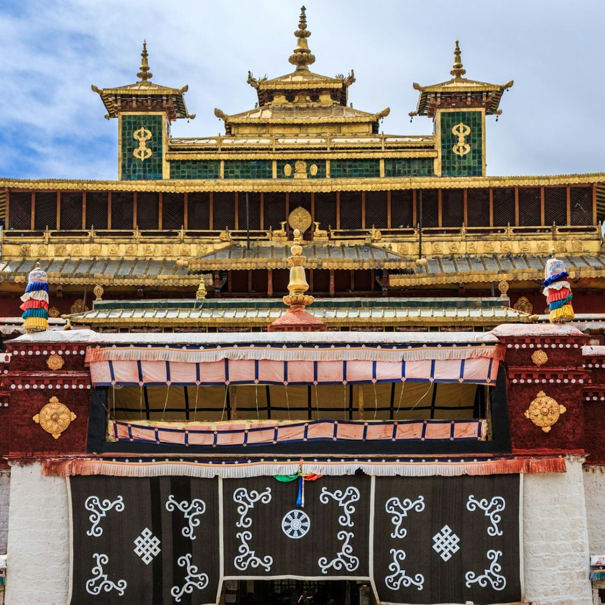 The main assembly hall of Samye Monastery in Dranang county, Shannan (Lhoka) Prefecture, Tibet, China. Samye Monastery (Samye Gompa) is the first buddhist monastery built in Tibet, established in 763 AD under the patronage of Tibetan king Trisong Detsen.