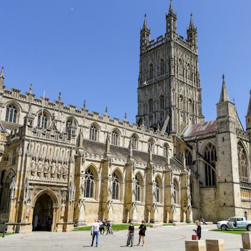 Gloucester Gloucestershire UK 1st JULY 2019 Iconic and historic Gloucester Cathedral with tourists ; Shutterstock ID 1443426806; your: Bridget Brown; gl: 65050; netsuite: Online Editorial; full: POI Image Update