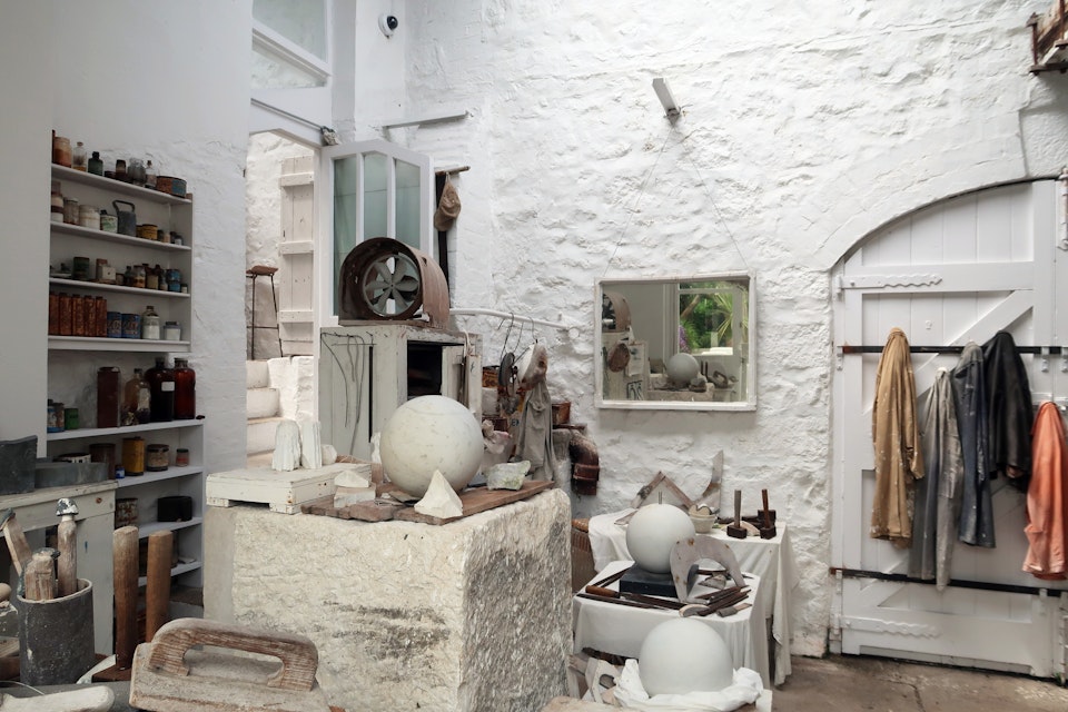 St Ives, UK - July 2019: Barbara Hepworth Museum and Sculpture Garden