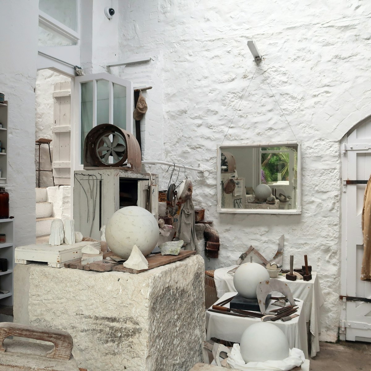 St Ives, UK - July 2019: Barbara Hepworth Museum and Sculpture Garden